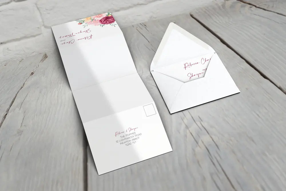 Accordion Wedding Invitation Floral