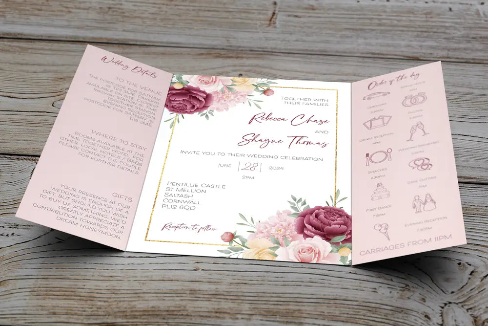 Gatefold Wedding Invitation Floral