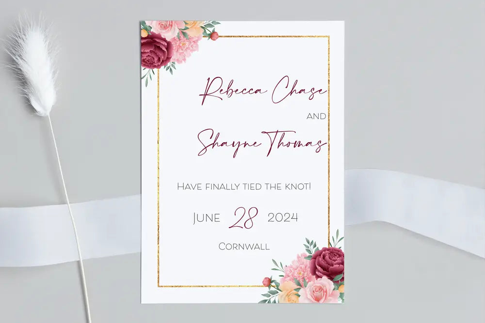 Wedding Announcement Card Floral
