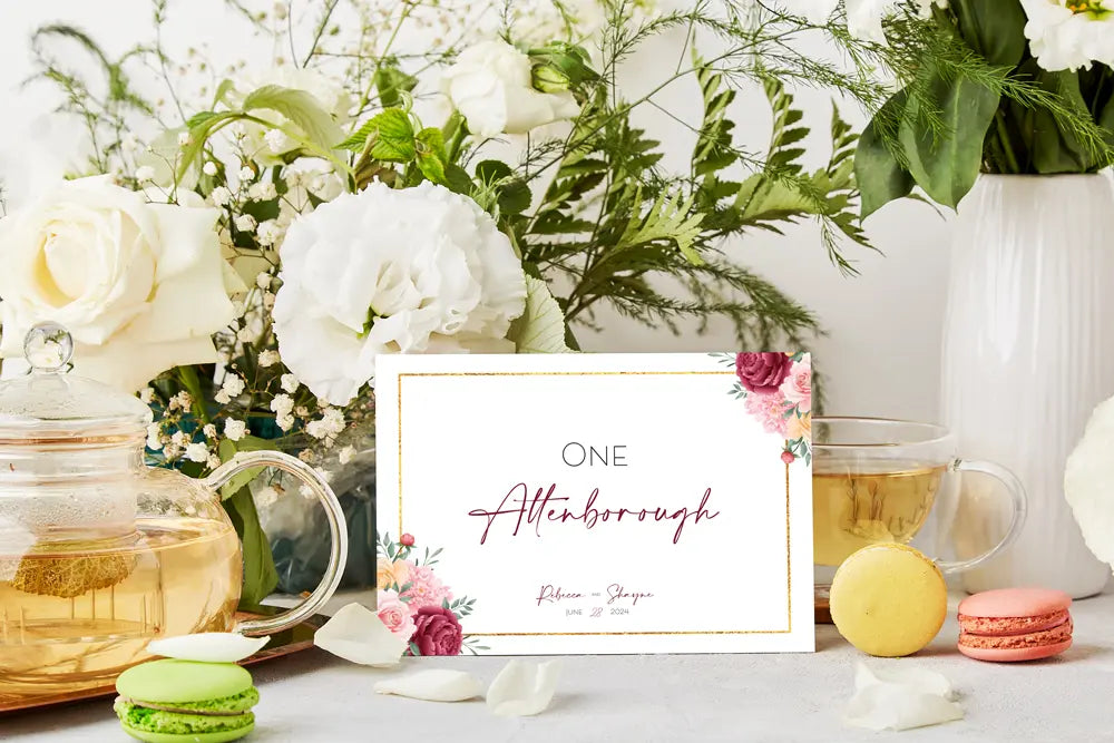 Table Name & Number Sign Floral
