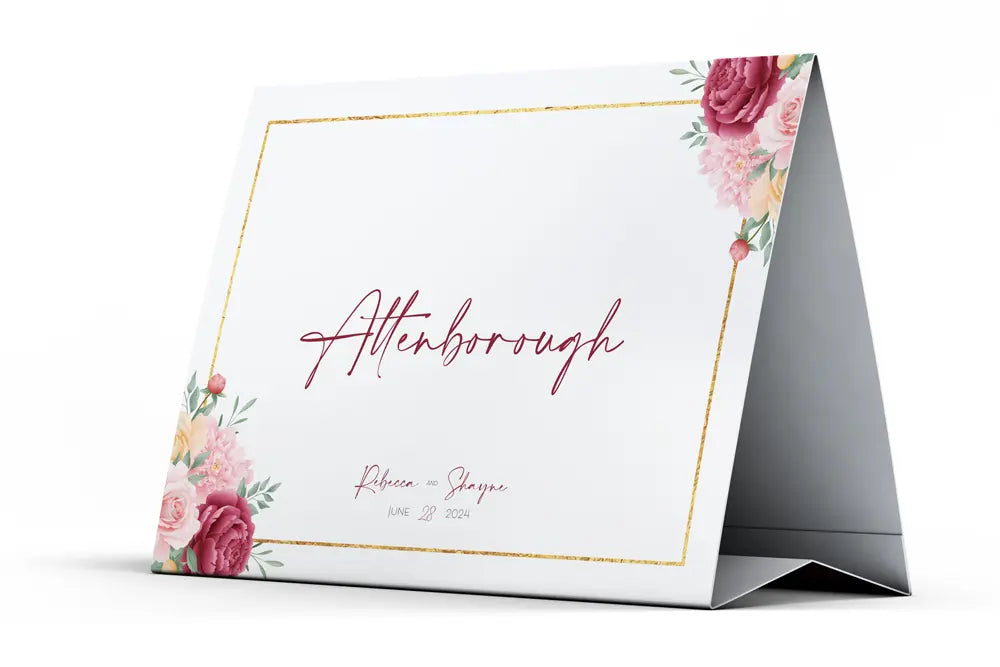 Table Name Sign Floral