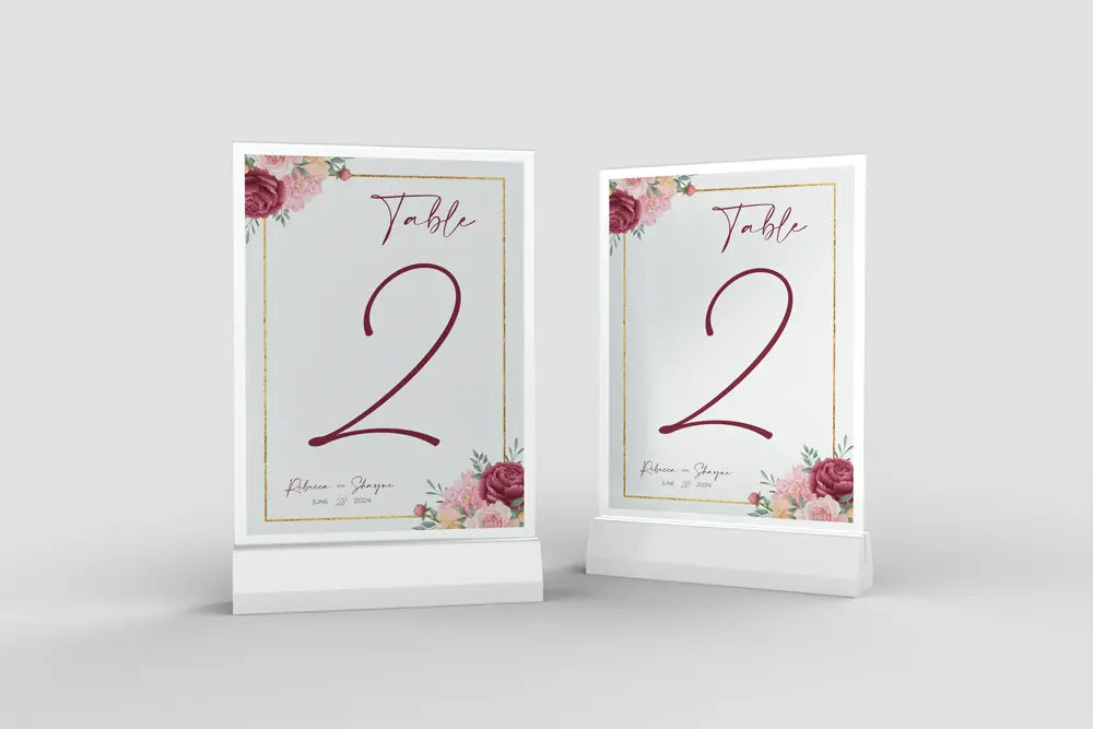 Table Number Sign Floral