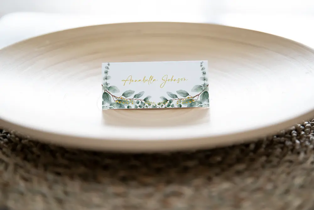 Place cards Golden Eucalyptus