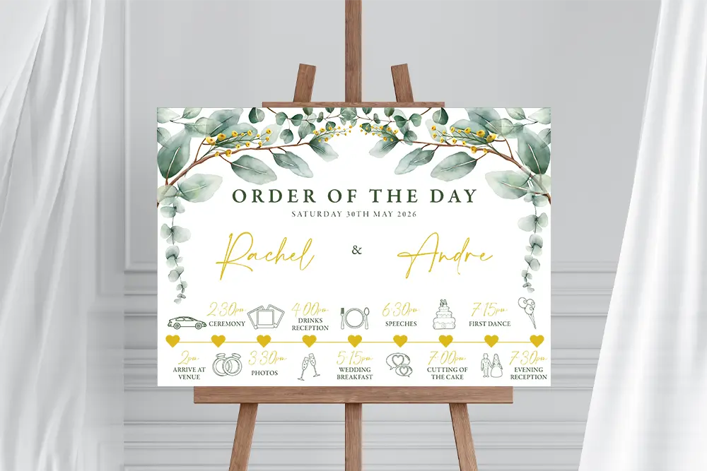 Order of the Day Sign Golden Eucalyptus