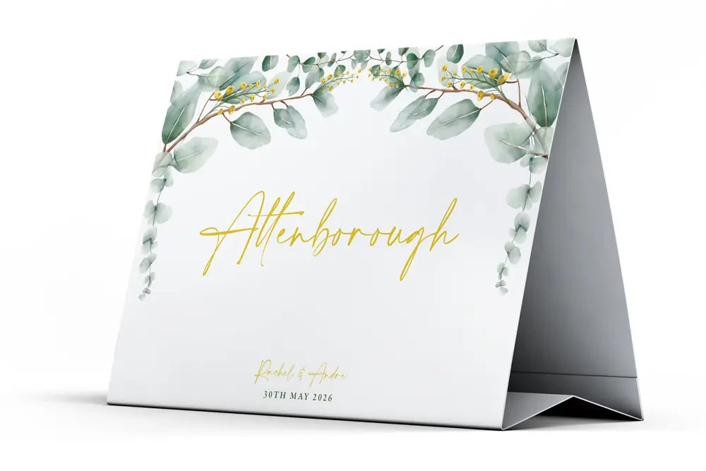 Table Name Sign Golden Eucalyptus