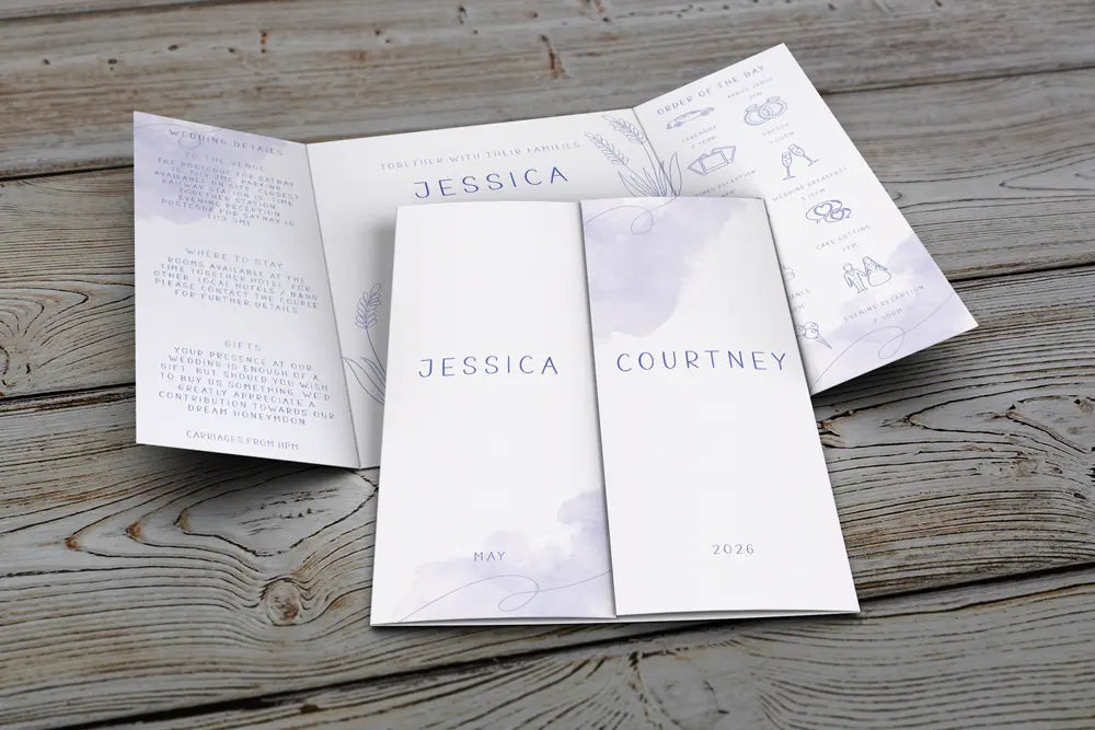Gatefold Wedding Invitation Lavender
