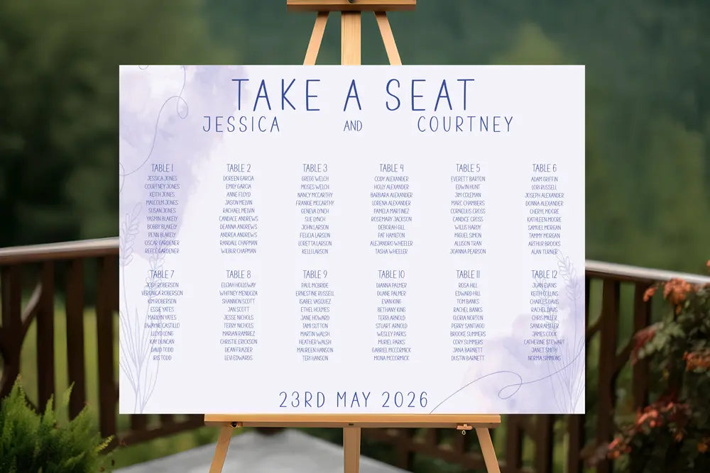 Seating Plan Sign Lavender