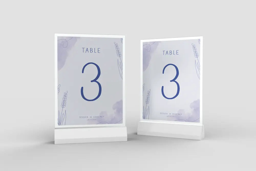 Table Number Sign Lavender