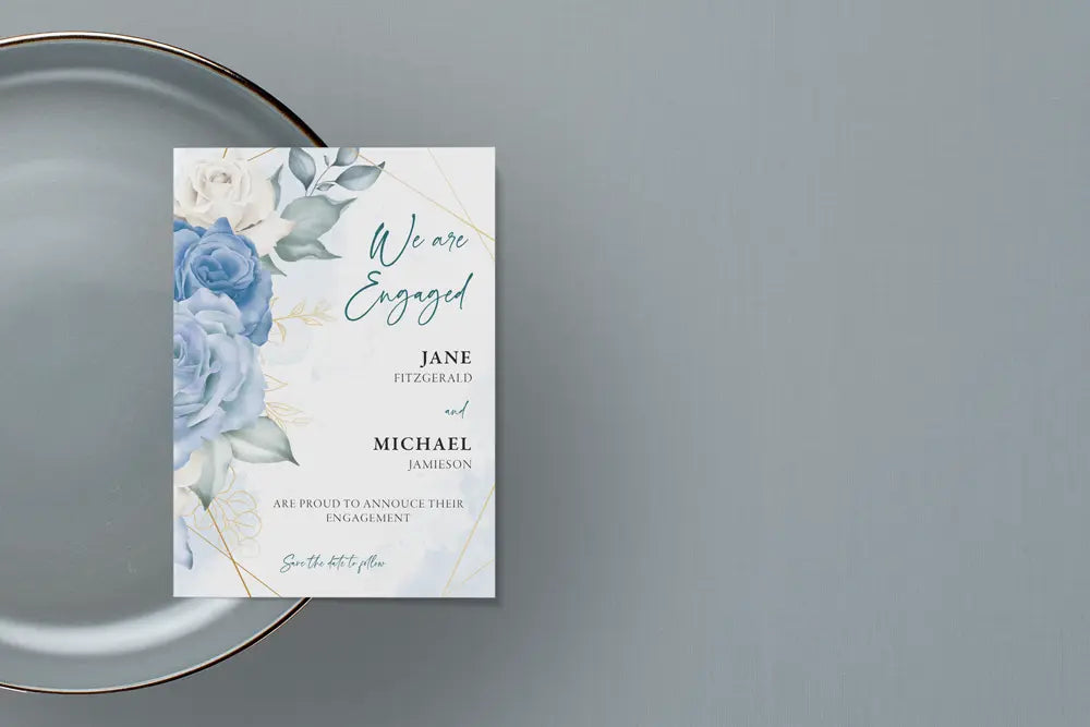 Engagement Announcement Blue Floral