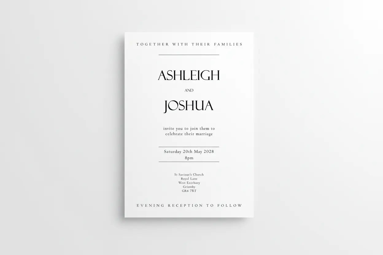 Delicate white background wedding invitation mockup