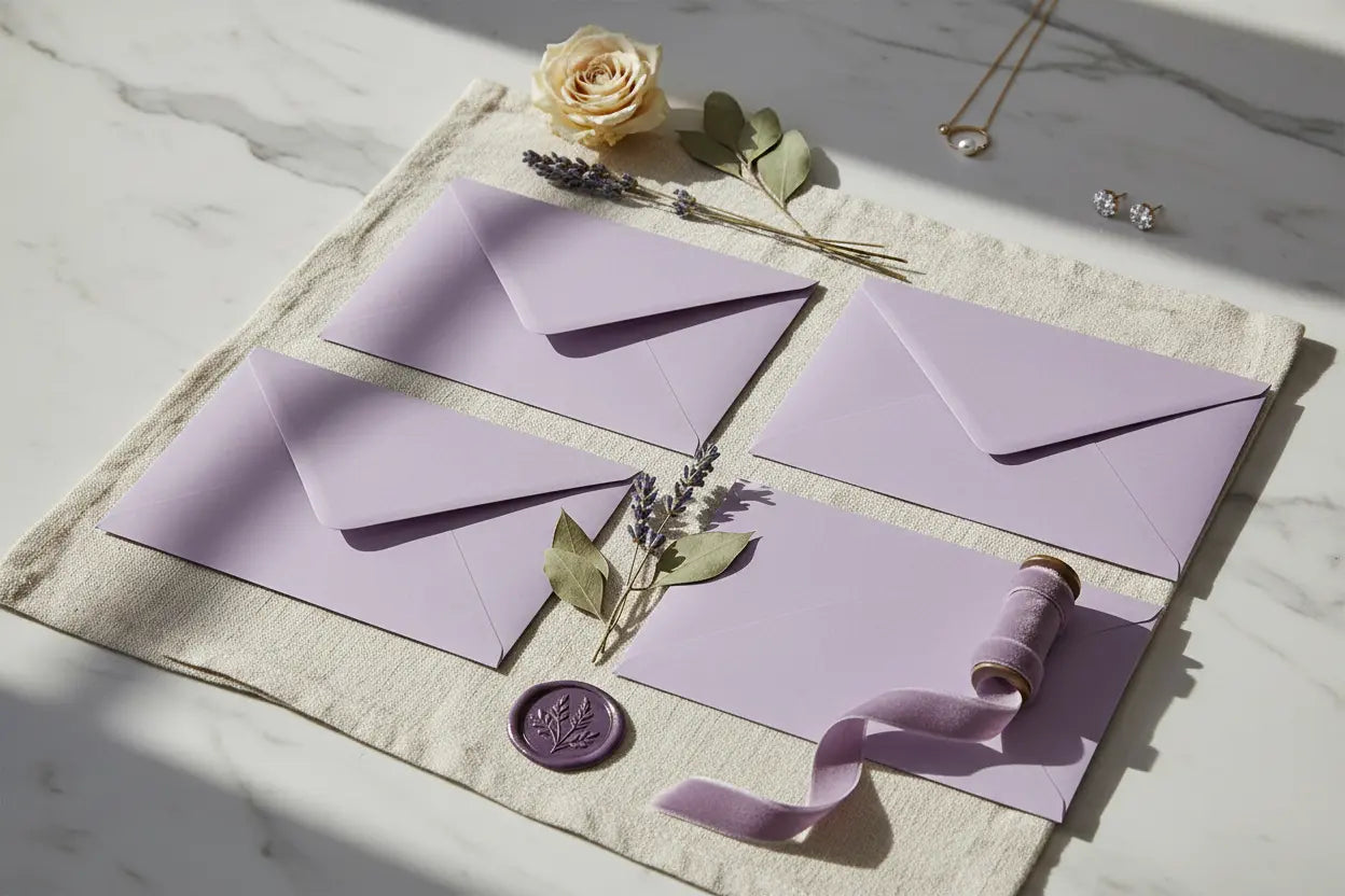Elegant Lilac Wedding Envelopes - Alternative Style