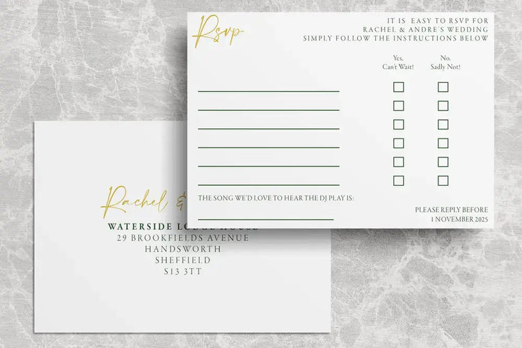 Wedding RSVP Cards with Menu Choices