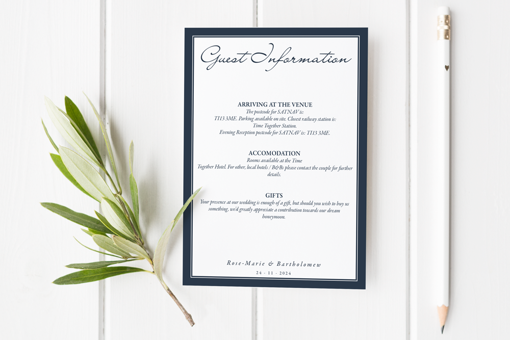 Guest Information & QR code Card