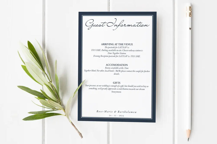 Guest Information & QR code Card Elegant