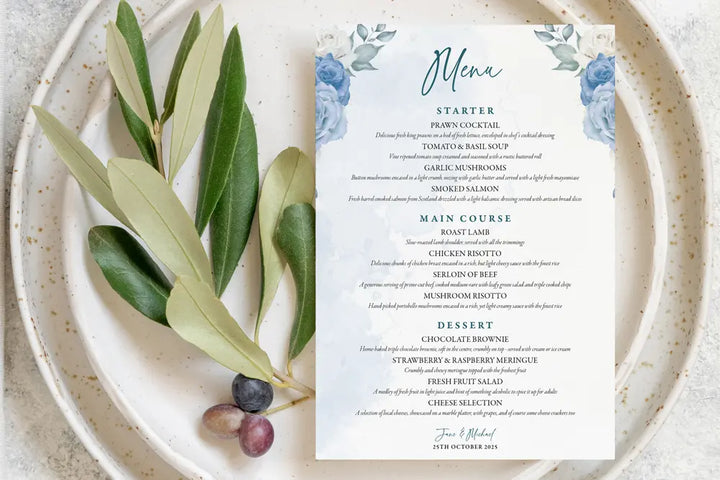 Set Menu Blue Floral