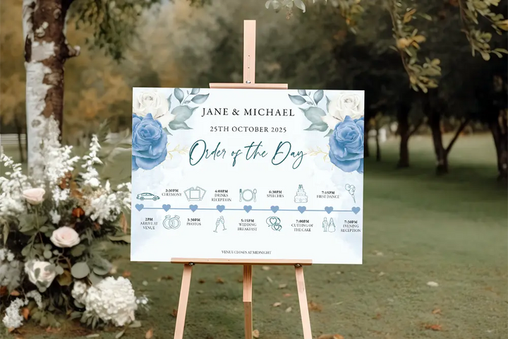 Order of the Day Sign Blue Floral