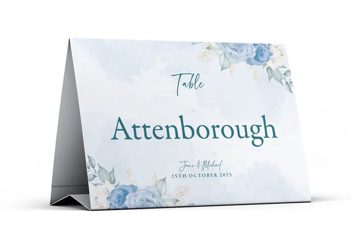 Table Name Sign Blue Floral
