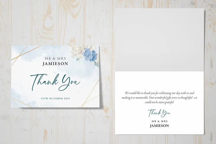 Thank You Card Blue Floral
