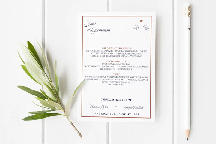 Guest Information & QR code Card Lovebirds