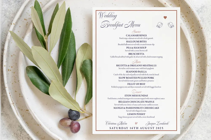 Set Menu Lovebirds