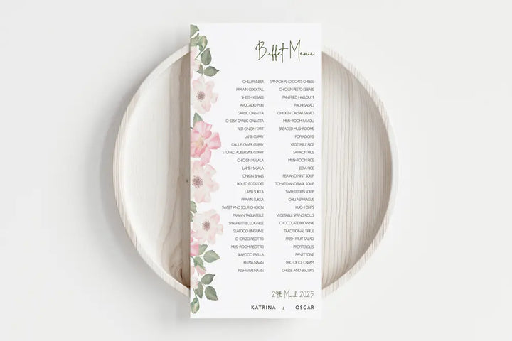 Buffet Menu Olive Petal