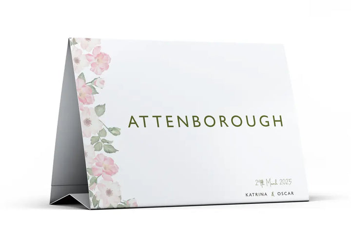 Table Name Sign Olive Petal