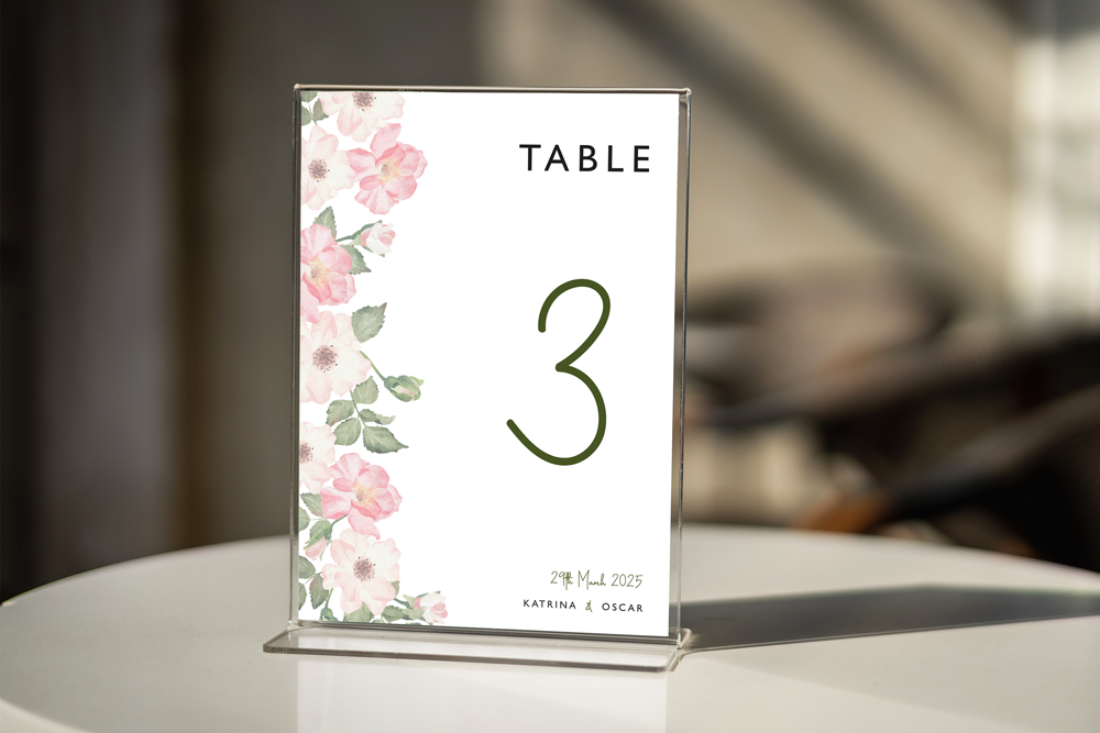 Table Number Sign