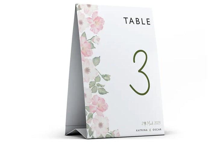 Table Number Sign Olive Petal