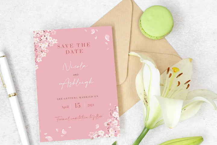 Save the Date Pink Blossom