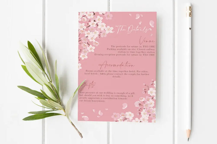 Guest Information & QR code Card Pink Blossom