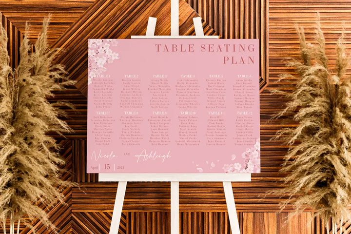 Seating Plan Sign Pink Blossom