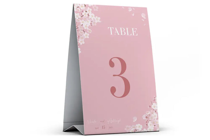Table Number Sign Pink Blossom