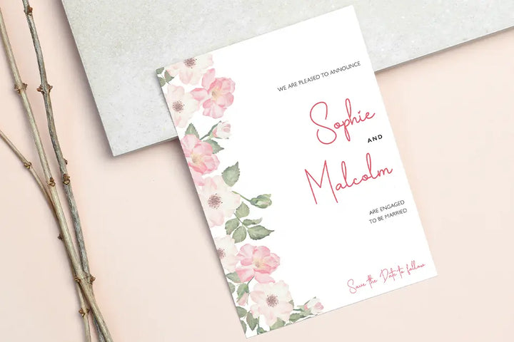 Engagement Announcement Pink Petal