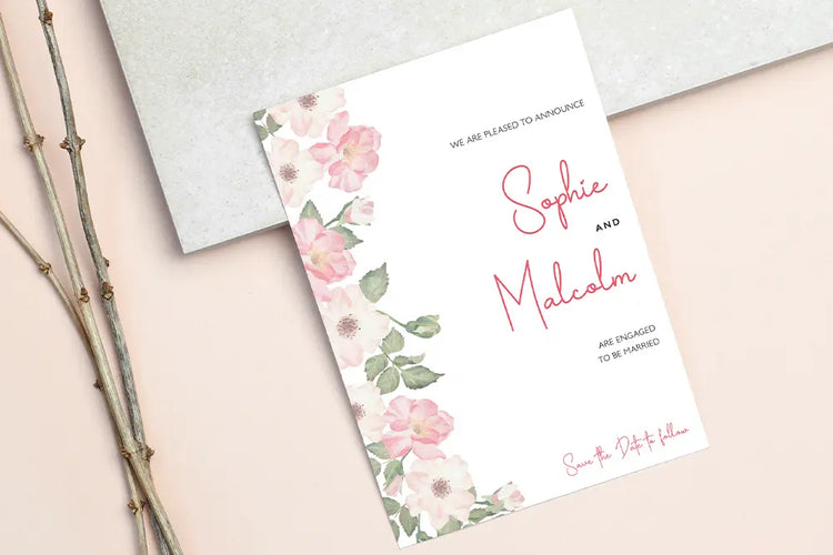 Engagement Announcement Pink Petal