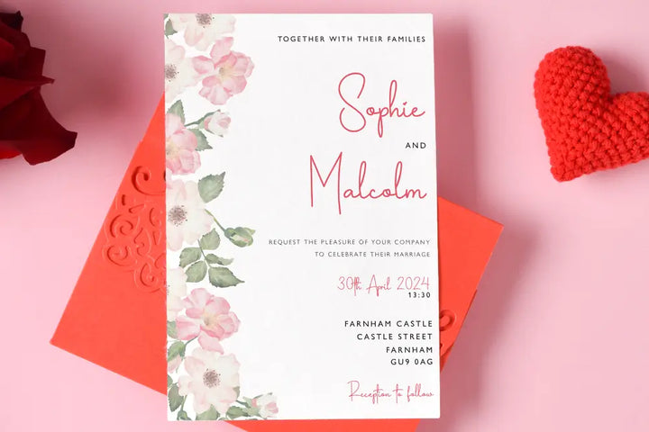 Wedding Invitation Card Pink Petal