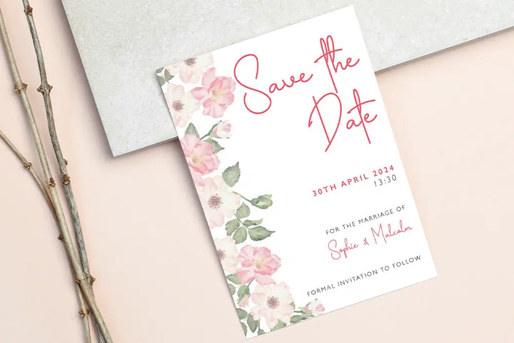 Save the Date Pink Petal