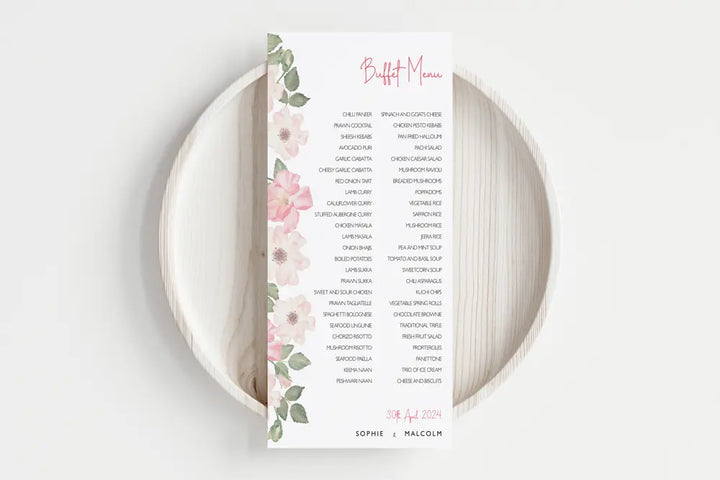 Buffet Menu Pink Petal
