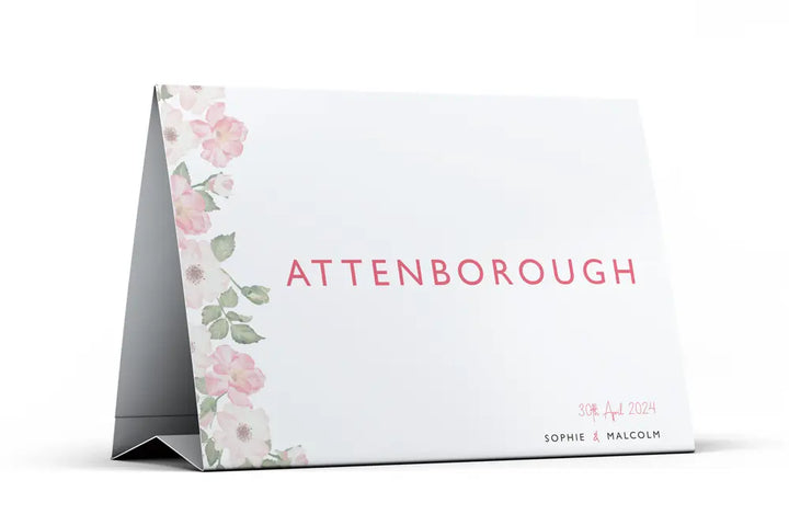 Table Name Sign Pink Petal