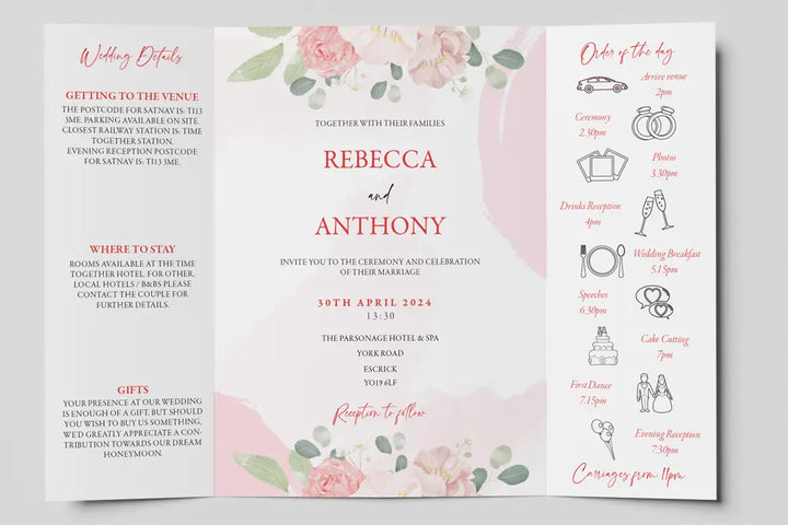 Gatefold Wedding Invitation Rose