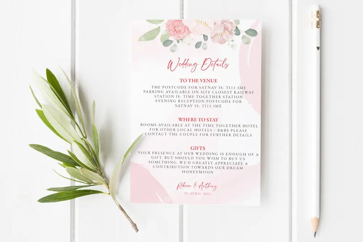 Guest Information & QR code Card Rose