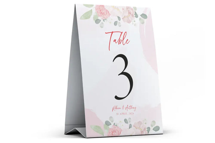 Table Number Sign Rose