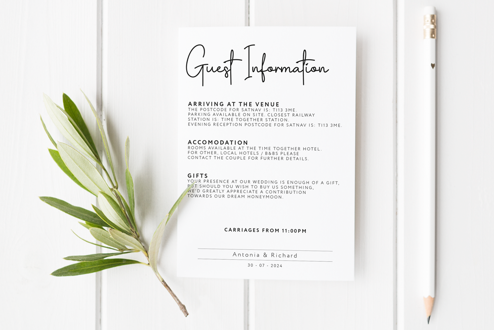 Guest Information & QR code Card