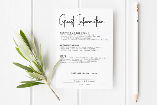 Guest Information Card