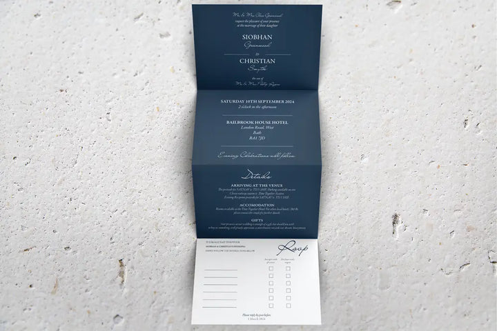 Accordion Wedding Invitation Something Blue