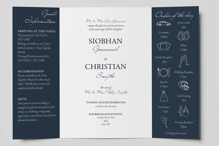 Gatefold Wedding Invitation Something Blue