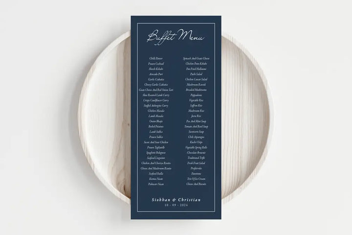 Buffet Menu Something Blue