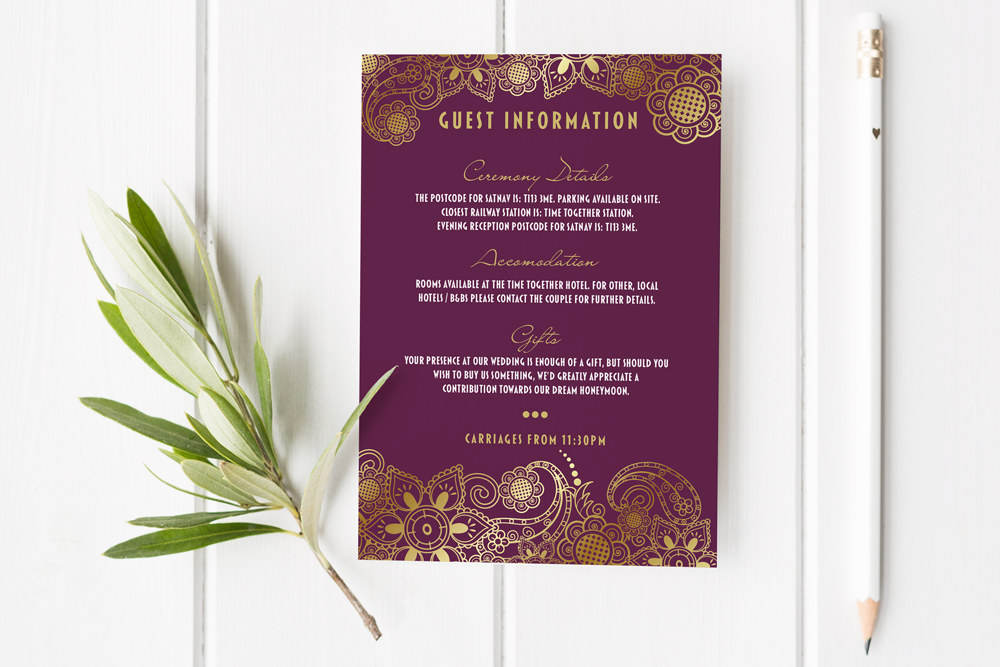 Guest Information & QR code Card