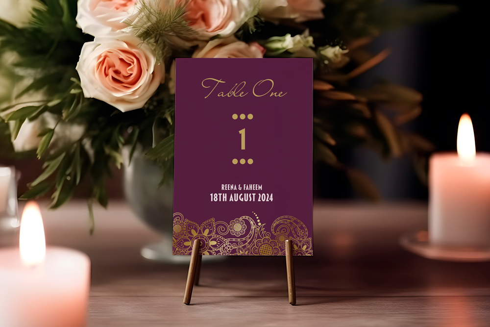 Table Number Sign