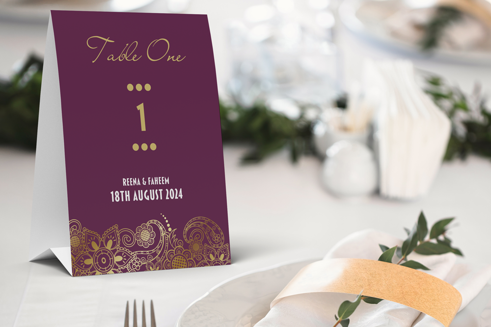 Table Number Sign