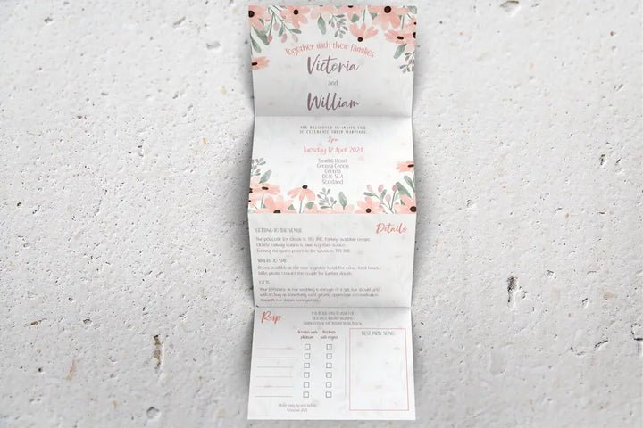 Accordion Wedding Invitation Wild Flower
